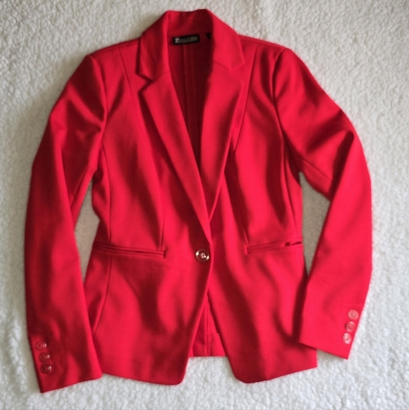 7th Avenue Design Studio Hour Glass One Button Cotton Blazer Sz.2 - Picture 2 of 12